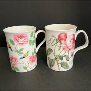 Set of 2 Tea Mug Pink Roses Shabby Chic